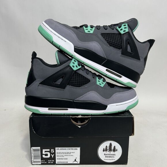 Nike Shoes Air Jordan 4 Retro BG “Green Glow” 2024 - Picture 1 of 8